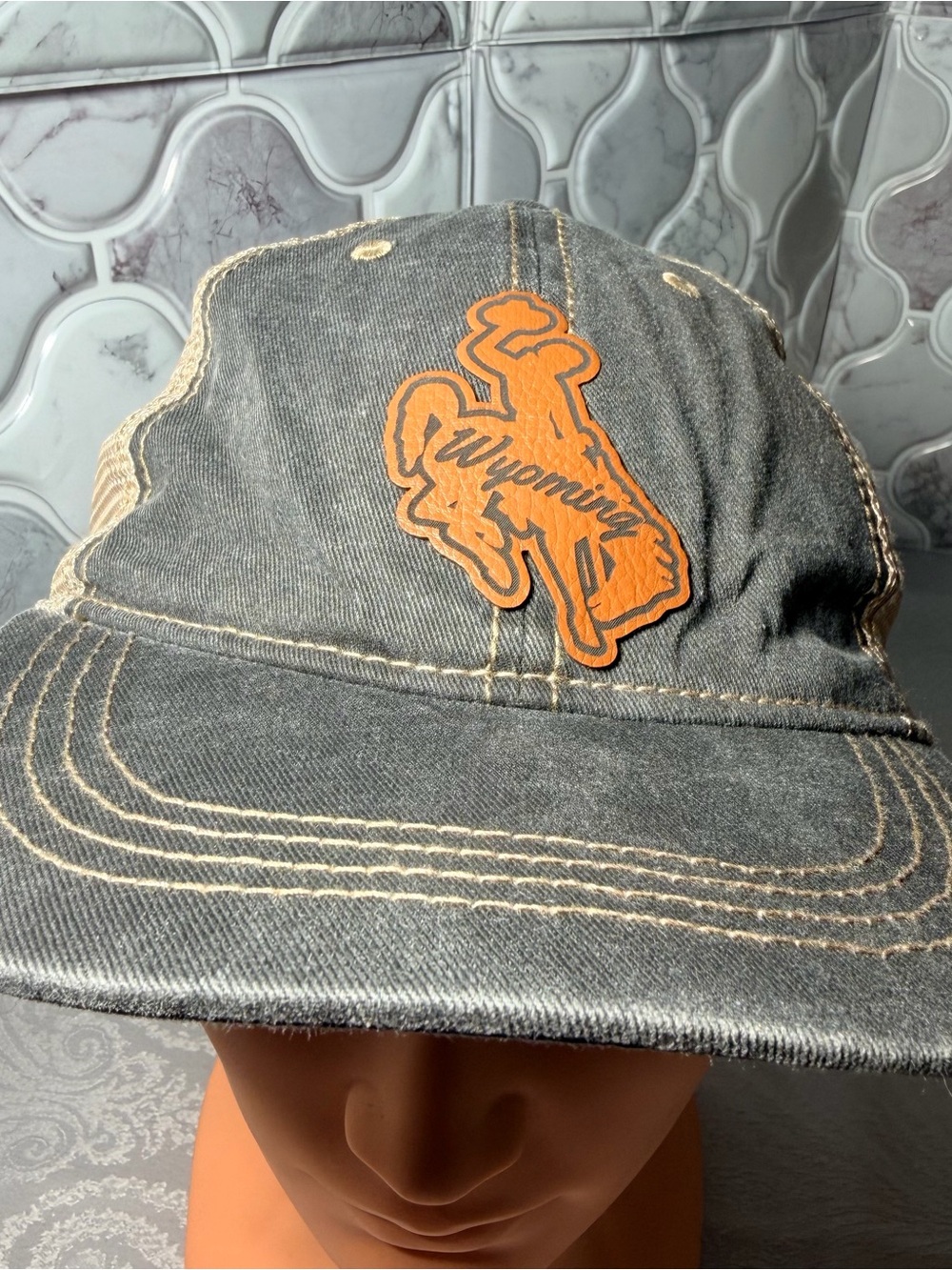 Wyoming Gray Cotton Snapback Cap with Orange Logo
